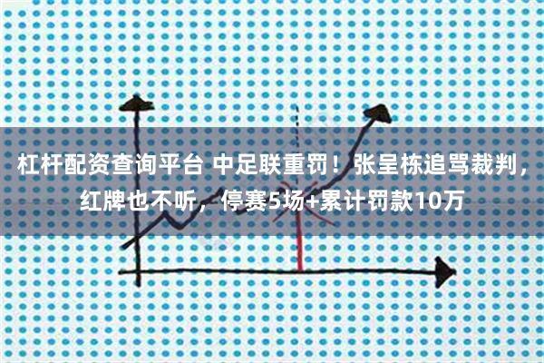 杠杆配资查询平台 中足联重罚！张呈栋追骂裁判，红牌也不听，停赛5场+累计罚款10万